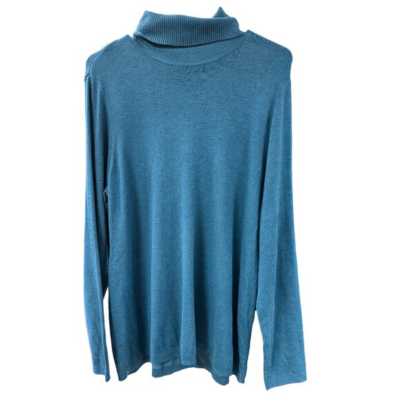 🍒 2/$20 🍒 Turquoise Chico's Turtleneck Sweater L/XL - Picture 1 of 6